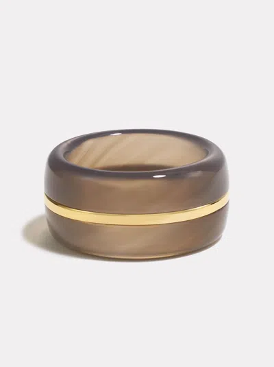 By Pariah The Essential Wide Ring | Gold & Grey Agate In Burgundy
