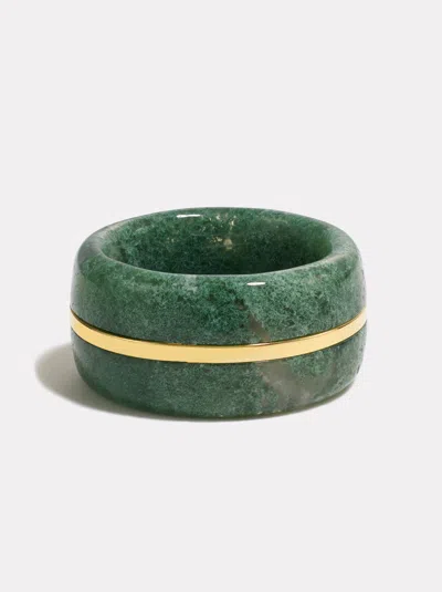 By Pariah The Essential Wide Ring | Gold & Moss Agate In Green