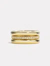 By Pariah Triple Gold & Diamond Pinky Ring Stack