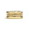 By Pariah Triple Gold And Diamond Pinky Ring Stack In 14k Gold,white Diamond
