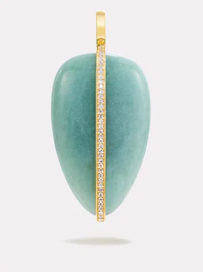 By Pariah Xl Diamond Pebble Pendant | Green Aventurine In Gray