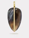 By Pariah Xl Diamond Pebble Pendant In Botswana Agate | 14k In Brown