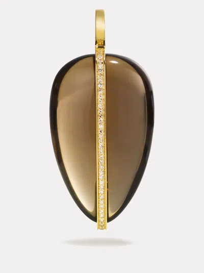 By Pariah Xl Diamond Pebble Pendant In Smokey Quartz | 14k