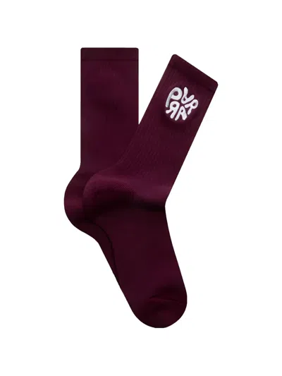 By Parra 1976 Logo-embroidered Ribbed Socks In Burgundy