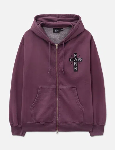 By Parra A Cross To Bear Zip Hooded Sweatshirt In Purple