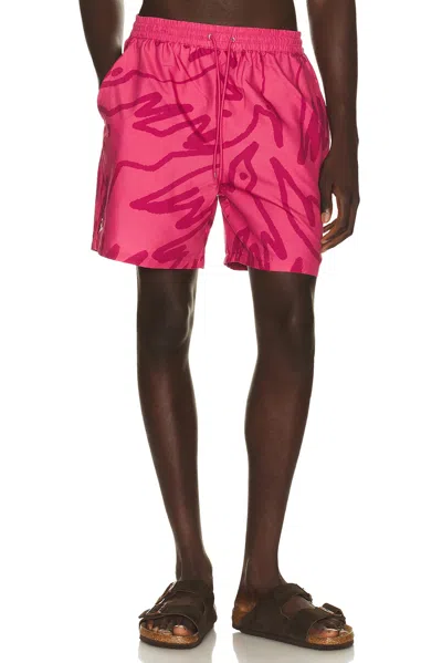 By Parra Birds Fly Free Graphic-print Shorts In Pink