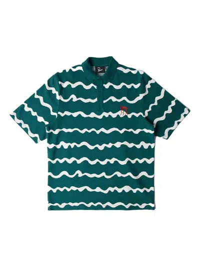 By Parra Broken Waves Wave-pattern Polo Shirt In Green