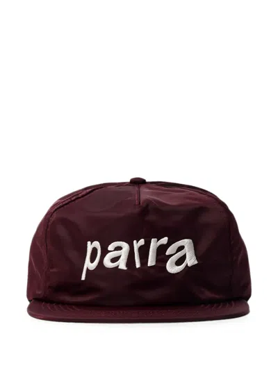 By Parra Distorted 90s Satin Six-panel Cap In Burgundy