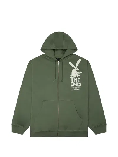 By Parra End The Bunny Graphic-print Zip-up Hoodie In Green