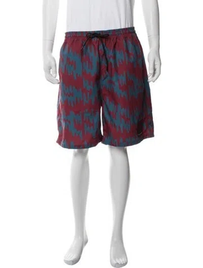 Pre-owned By Parra Graphic Print Swim Trunks In Blue/red