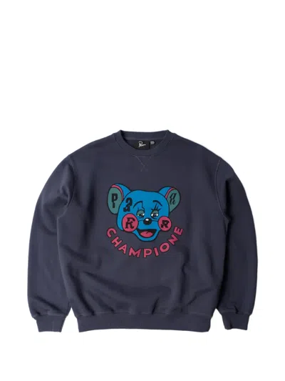 By Parra Graphic-print Elbow-patch Sweathsirt In Blue
