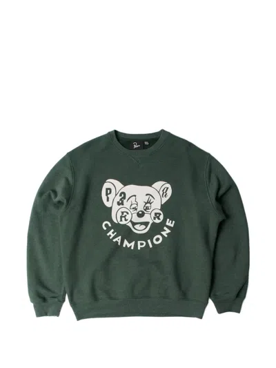 By Parra Graphic-print Elbow-patch Sweatshirt In Green