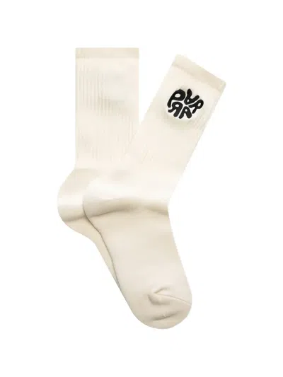 By Parra Logo-embroidered Ribbed Socks In White