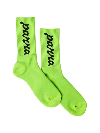 By Parra Logo-script Crew Socks In Green