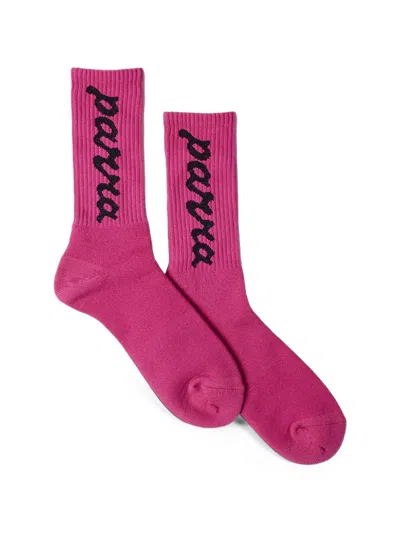 By Parra Lowercase Scriptlogo-jacquard Ankle Socks In Purple