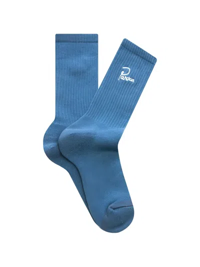 By Parra Signature Ribbed Socks In Blue