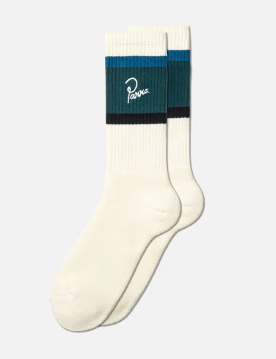 By Parra Signature Striped Crew Socks In Neutral