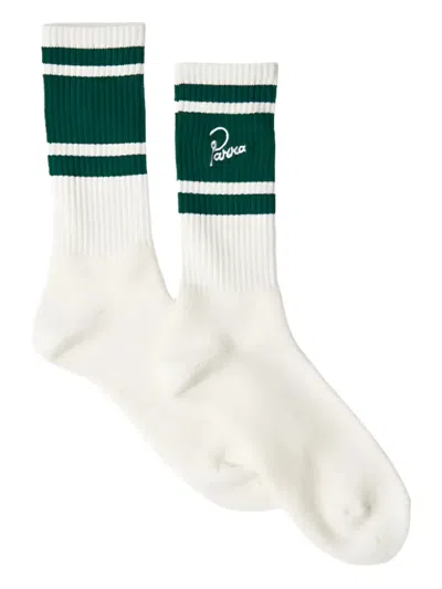 By Parra Signature Striped Crew Socks In White