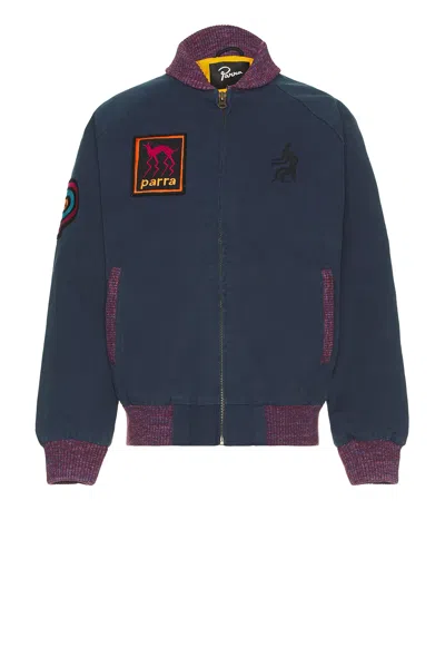 By Parra Skull Stalker Varsity Jacket In Washed Blue