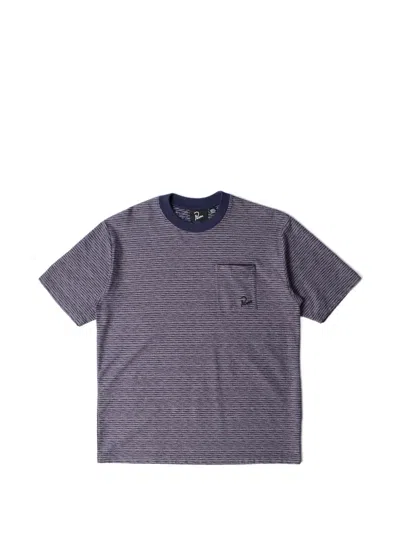 By Parra Stripe Chest-pocket T-shirt In Gray