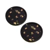 By Shax Black Round Panther Gold Flake Coaster Tray - Pair In Black