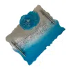By Shax Blue / Silver Large Festive Glitter Tray With Matching Coasters In Blue