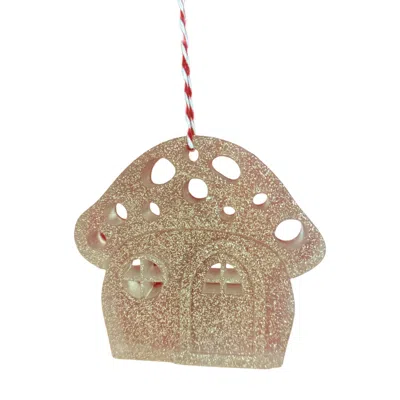 By Shax Chunky Mushroom House Reindeer Ornament - Gold