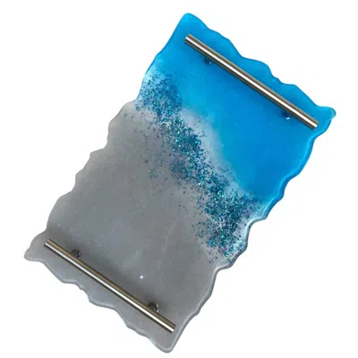 By Shax Festive Glitter Tray - Blue And Silver