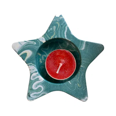 By Shax Large Starry Tealight Holder - Green
