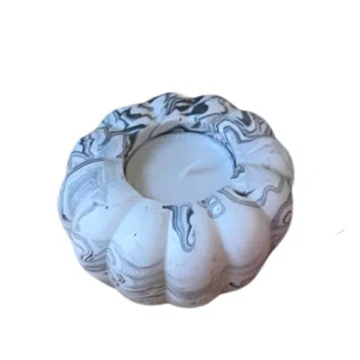 By Shax Pumpkin Tealight Holder - White In Blue