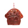 By Shax Red Chunky Mushroom House Reindeer Ornament - Maroon In Red