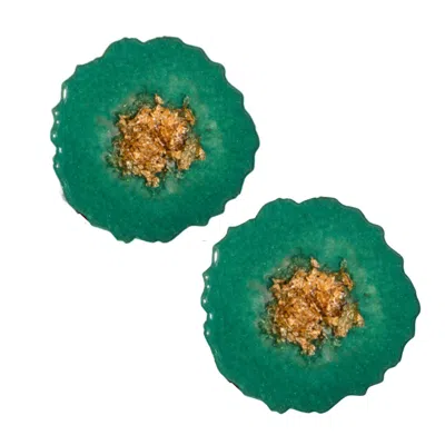 By Shax Round Statement Coasters - Green