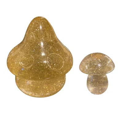 By Shax Sparkly Mushrooms Pair - Gold