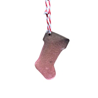 By Shax Sparkly Stocking Ornament - Pink And Black