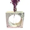 By Shax Square Block Vase - White Marbled