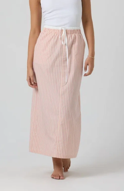 By Tess Collection Alex Skirt In Pink Pinstripe
