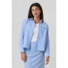 By Tess Collection Amy Blouse In Blue Pinstripe