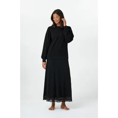 By Tess Collection Gracie Lined Sweatshirt And Lace Dress In Black