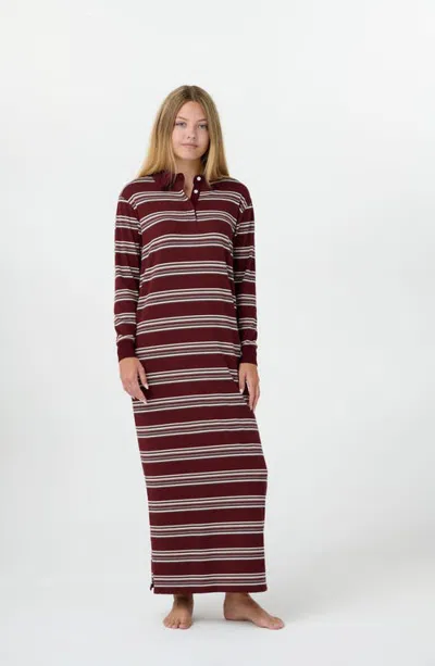By Tess Collection Luna Striped Polo Dress In Burgundy