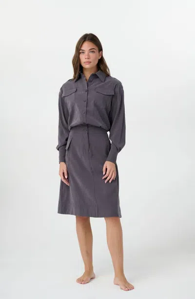 By Tess Collection Reese Cargo Inspired Stretch Waist Dress In Charcoal