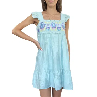 By The River Jolie Square Neck Mini Dress In Mint In Green