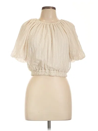 Pre-owned By The River Short Sleeve Blouse In Ivory