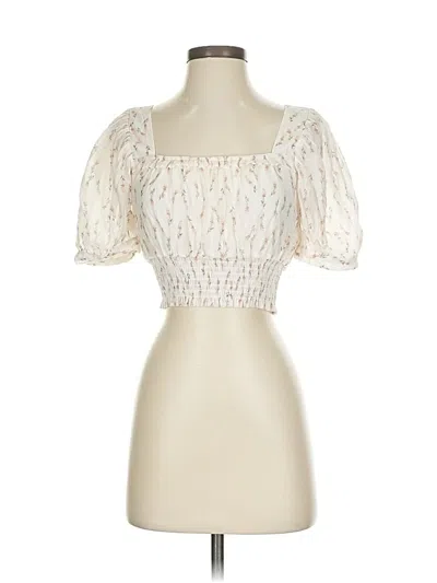 Pre-owned By The River Short Sleeve Blouse In White