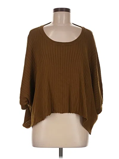 Pre-owned By Together 3/4 Sleeve Top Brown Boatneck Tops