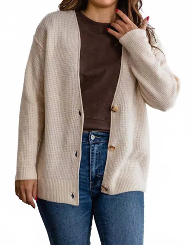 By Together Acrylic Detail Knit Cardigan In Cream In Neutral