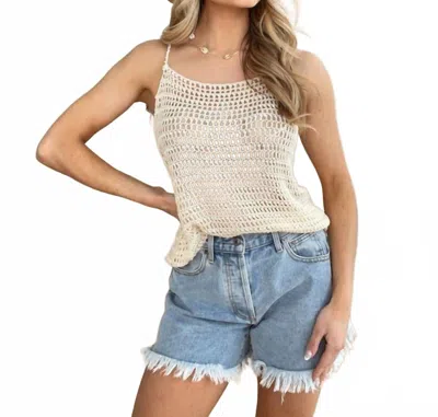 By Together Aimee Crochet Beaded Pearl Tank In Natural In Neutral