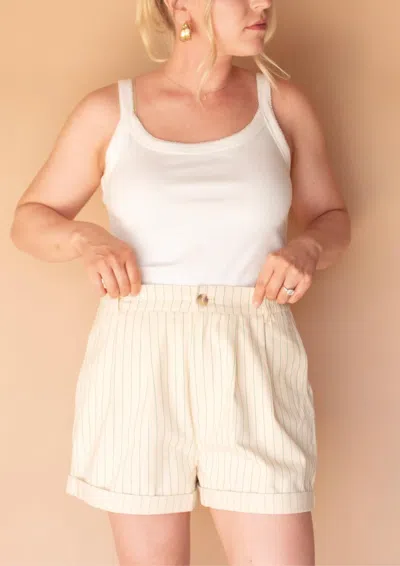 By Together Alice Short In Cream/green Stripe In Neutral