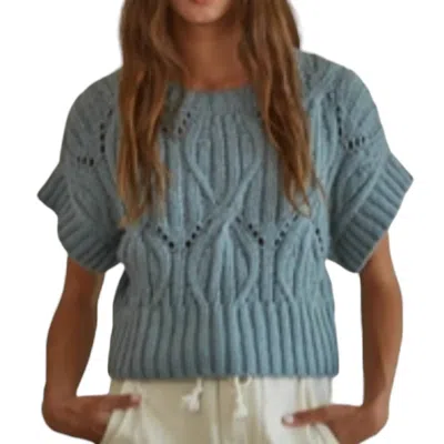 By Together Allison Short Sleeve Sweater In Pewter In Blue