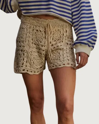 By Together Alma Crochet Short In Beige In Brown