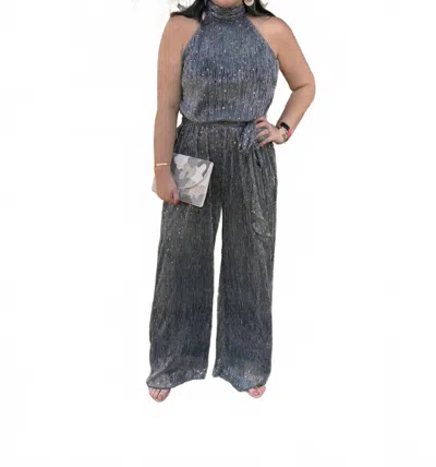 By Together Almost Kissed Jumpsuit In Black/ Silver In Gray
